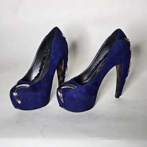 Bettie Page Blue Platform Heels